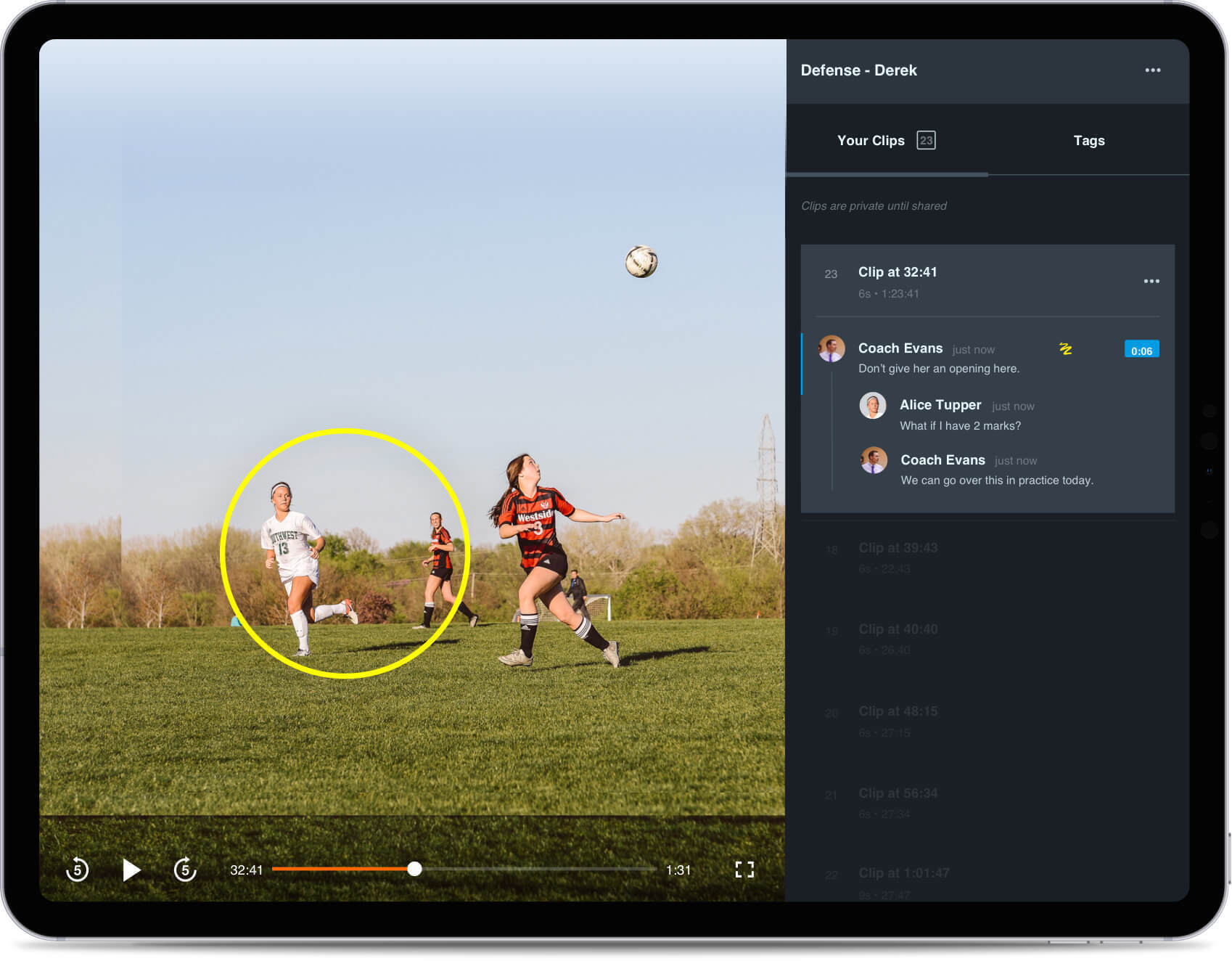 Hudl soccer game video analysis
