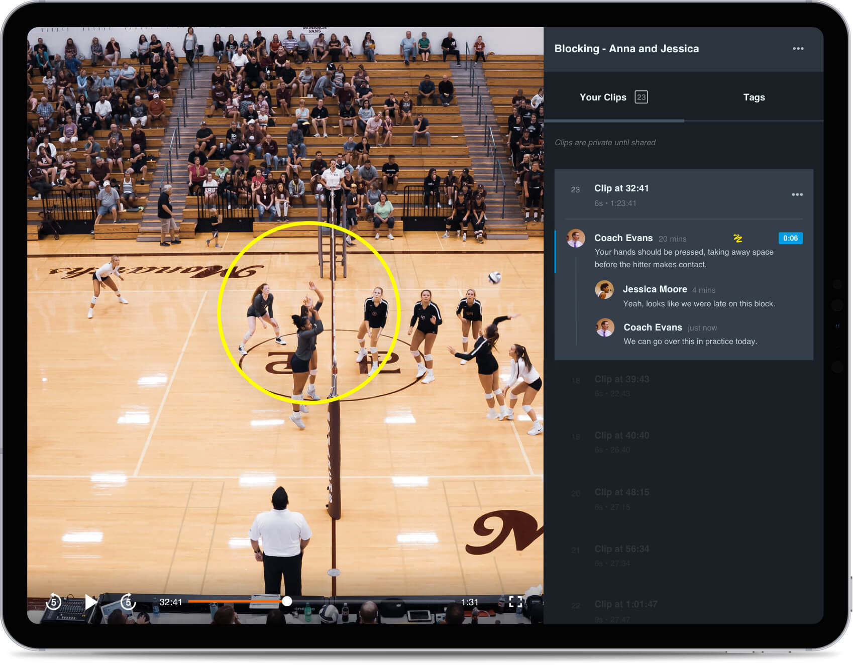 volleyball hudl screenshot