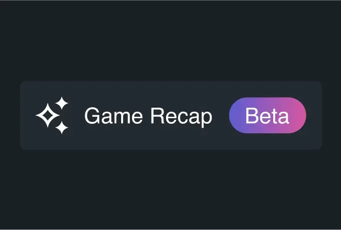 A UI element referencing game recaps, in beta mode.