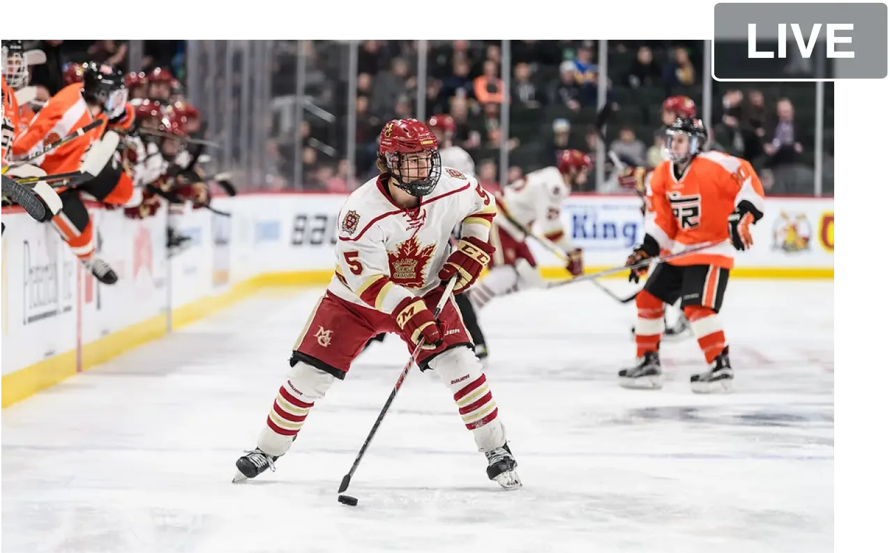 ice hockey player on a video livestream