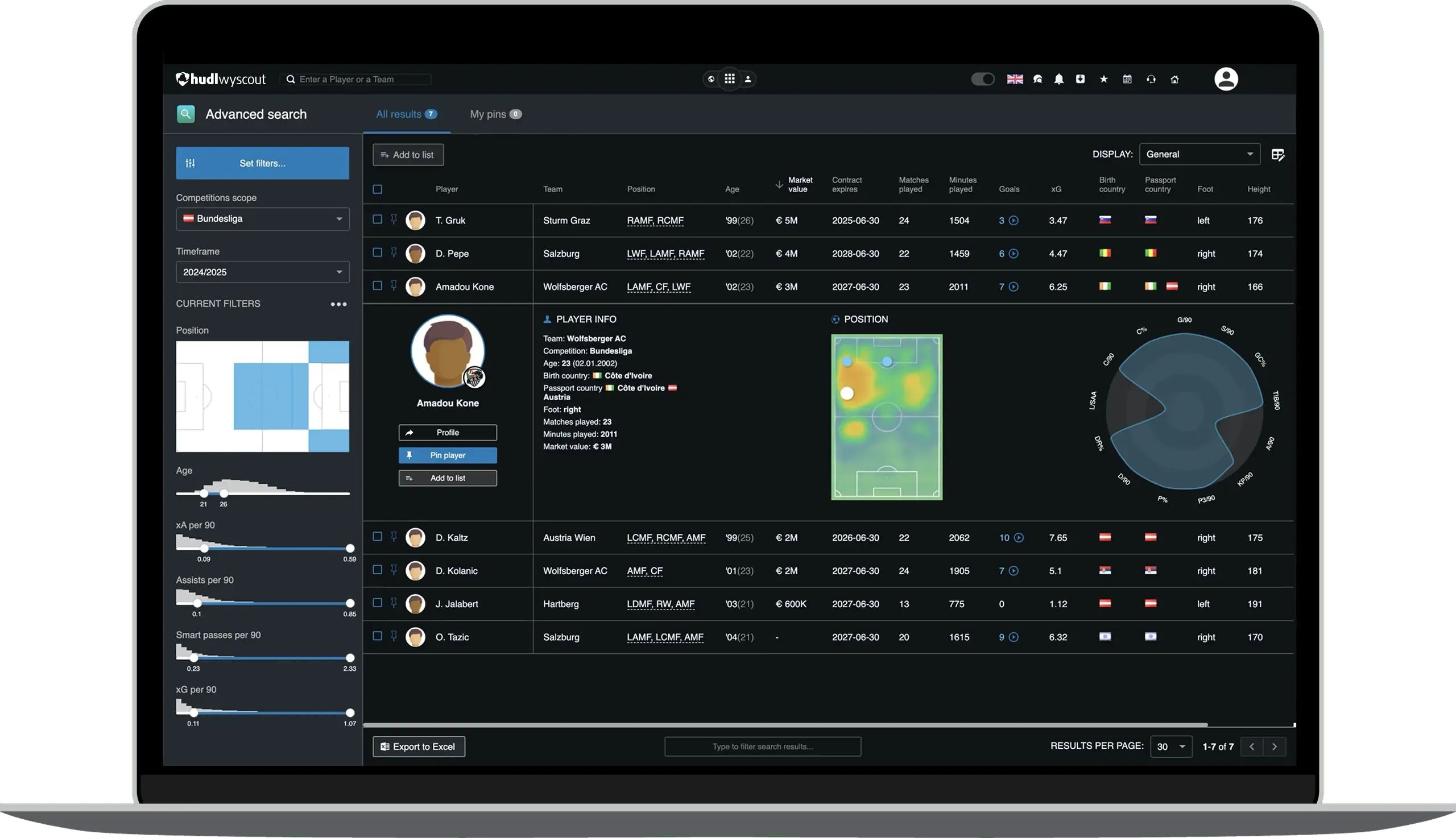 Hudl Wyscout Advanced Search UI