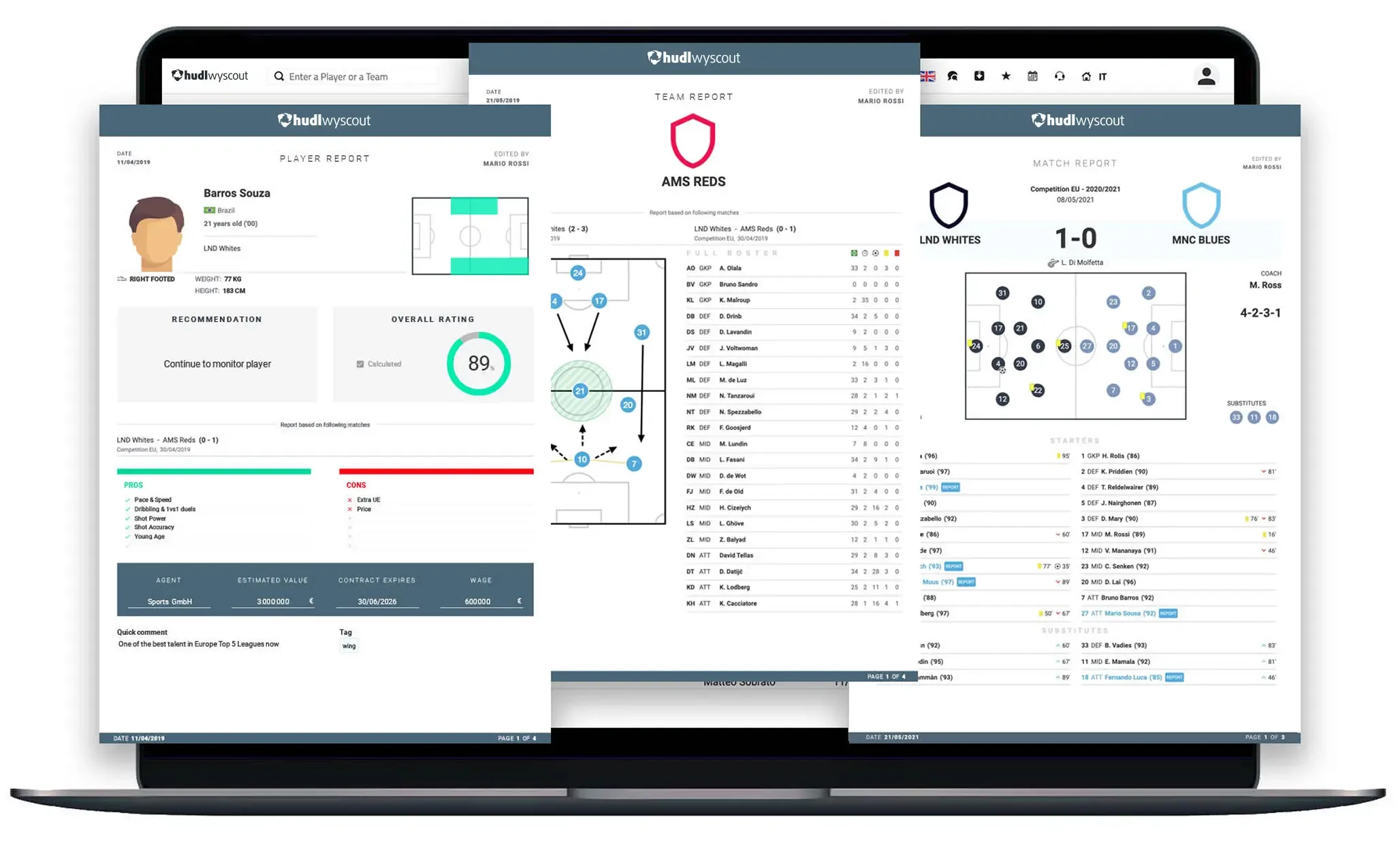 Wyscout Scouting Area player reports